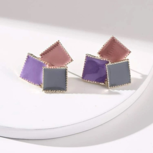 Jewelry - Color Block Geometric Stud Earrings